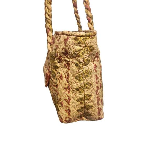 Naples Bag Company gold patterned Quilted top zip tote purse twisted handle - Picture 3 of 9